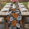 thumbnail image 4 of Orange Black Flowers Table Runner 72 Inches, Abstract Botanical Floral Plant Bed Runner Dresser Scarves Tabletop for Indoor Outdoor Parties/Ceremony/Banquet, 14" x 72", 4 of 9