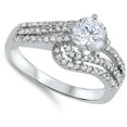 thumbnail image 4 of Clear CZ Micro Pave Round Solitaire Wedding Ring .925 Sterling Silver White Female Size 8, 4 of 4