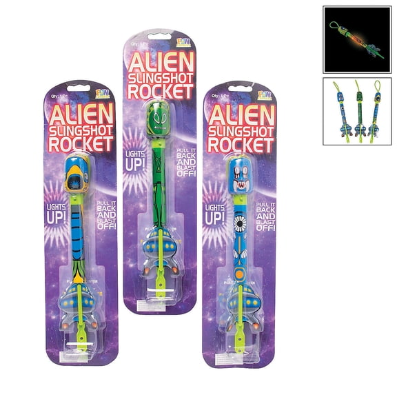 10 In L/U Alien Sling Shot Rocket - Toys - 6 Pieces