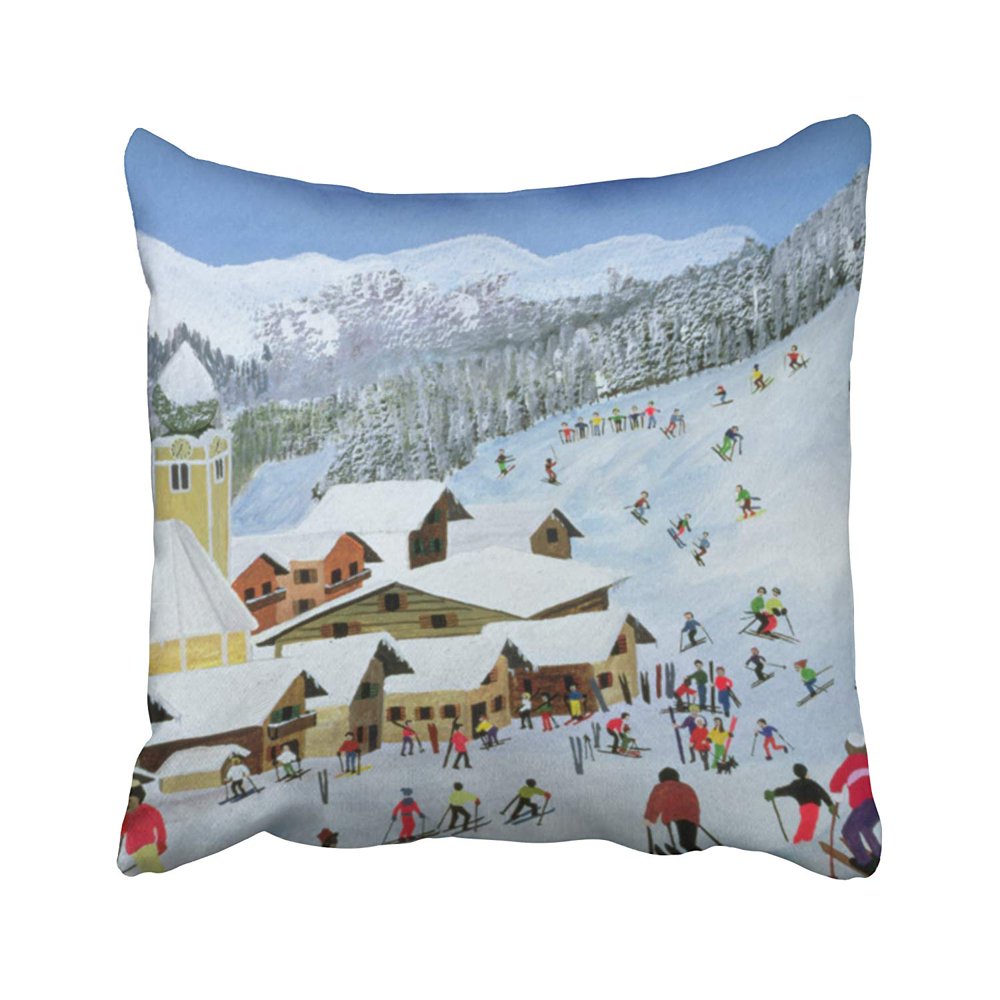 ARTJIA Skiing Pillows Ski Whizzz Pillowcase Pillow Cover 16x16 inches