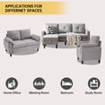 thumbnail image 6 of Soscana 3 Piece Living Room Furniture Set, Modern Linen Small L Shaped Couch Sectional Sofa with Storage Ottoman, 3-Seater Sofa & Loveseat & Armchair for Living Room, Office, Apartment, 6 of 8