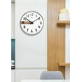 thumbnail image 2 of Infinity Instruments Stripe Plastic 12" Indoor Wall Clock with Woodgrain Stripe on Clock Face, Silent Movement, Woodgrain, 2 of 7