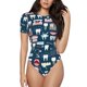 thumbnail image 1 of Balery Dental Body de cuello redondo de manga corta para mujer Tops de manga corta Tops básicos-Large, 1 of 7