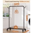 thumbnail image 4 of Enogets Heavy Duty Rolling Garment Rack，Metal Clothing Rack for Hanging with Stroage Shelf and Hooks（Black, 31.5"）, 4 of 9