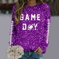 thumbnail image 4 of Womens Sequin Football Sweatshirts 2025 Game Day Long Sleeve Baseball Graphic Tops Fall Winter Casual Crew Neck Pullover Blouses, 4 of 5