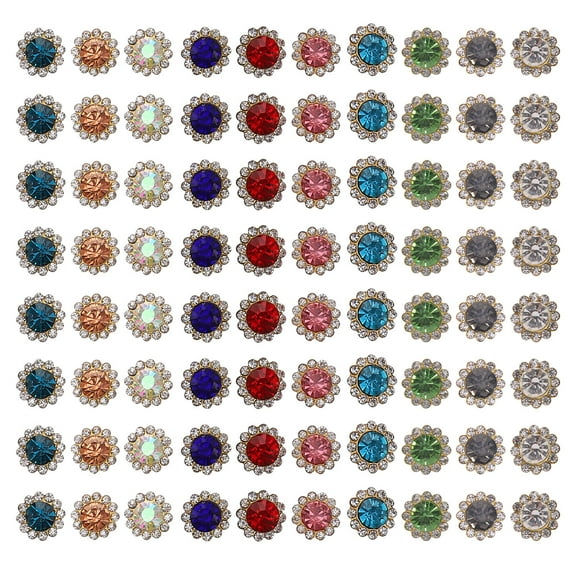 DEMACRIO Rhinestones Crystal Button Round Sew On Rhinestones For Clothes Crafts Scrapbooks Purse Diy Projects 120Pcs