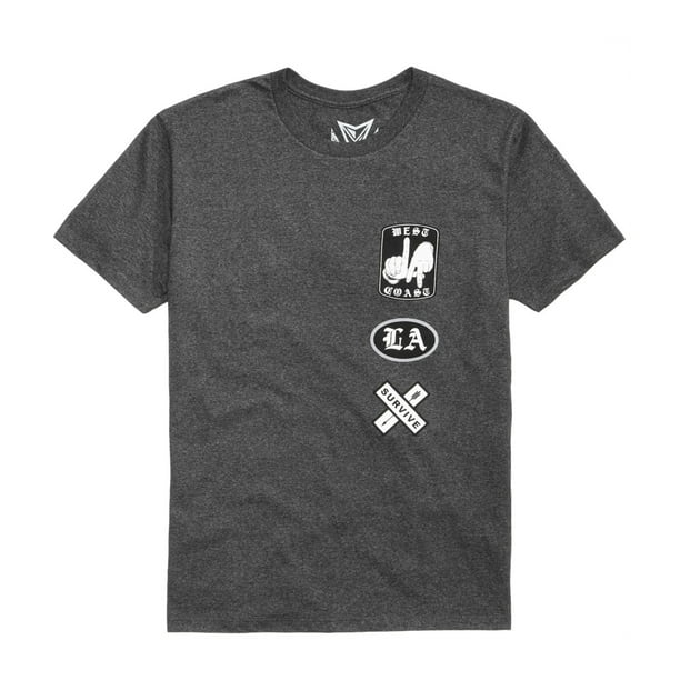 Univibe - Camiseta básica con estampado gráfico para hombre, gris, talla mediana Univibe Camiseta básica