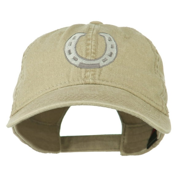 Western Horseshoe Embroidered Washed Cap - Khaki OSFM