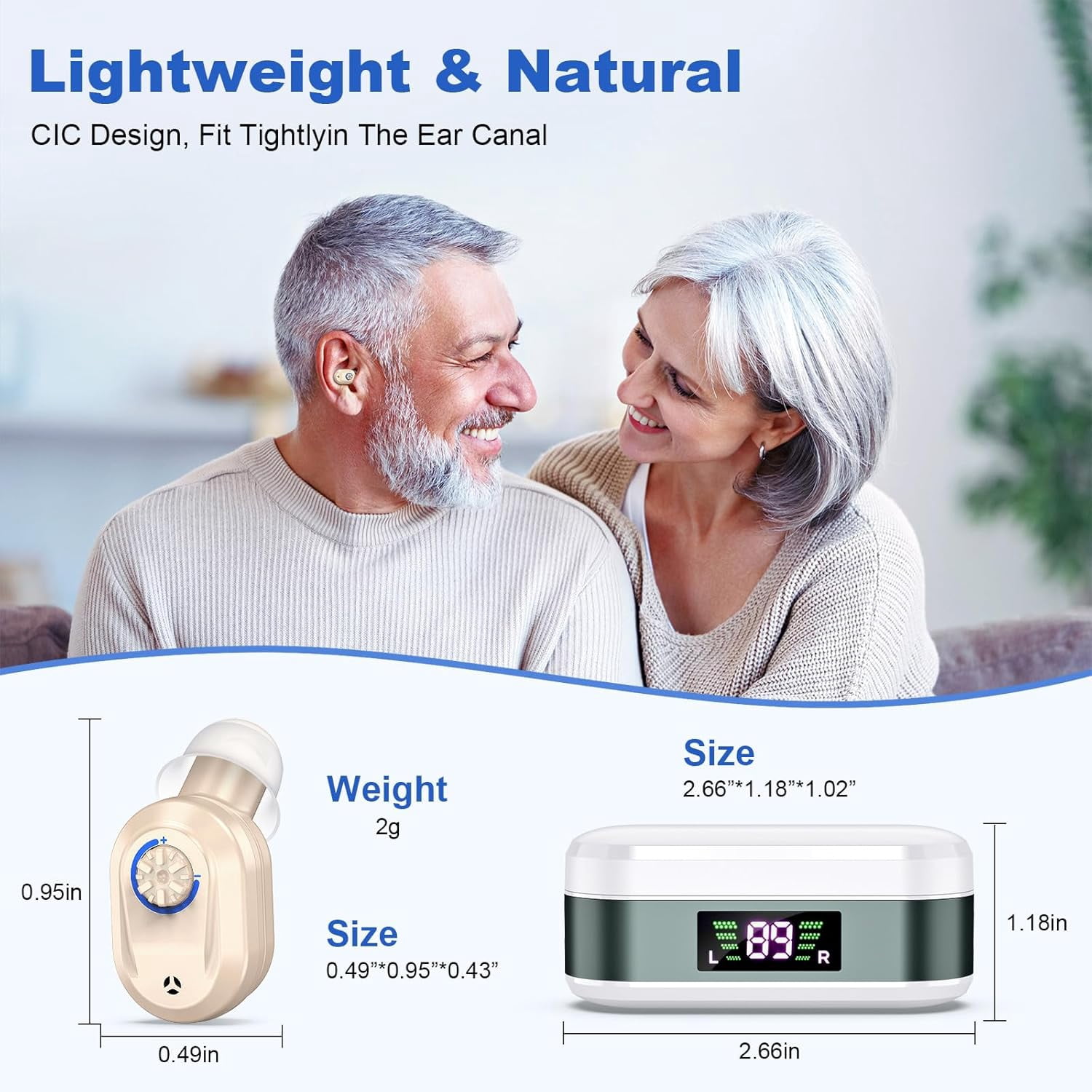 SUWU Hearing Aids for Seniors with digital Displays,Wireless Hearing Aids with Adjustable Volume,Invisible Hearing Amplifier with Noise Reduction with Large Capacity Battery Charging Case