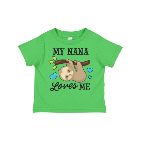 

Inktastic My Nana Loves Me with Sloth and Hearts Gift Toddler Boy or Toddler Girl T-Shirt