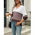 thumbnail image 3 of Zeagoo Womens 2025 Fall Pullover Sweaters Batwing Long Sleeve Ribbed Knitted Pullovers Crochetd V Neck Top, 3 of 6