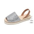 thumbnail image 6 of Rokment Bling Sequin Platform Sandals for Women with Back Strap Bridal Sparkly Leather Peep Toe Espadrilles Chunky Heels Slingback Dressy Summer Shoes Silver Size 5.5, 6 of 6