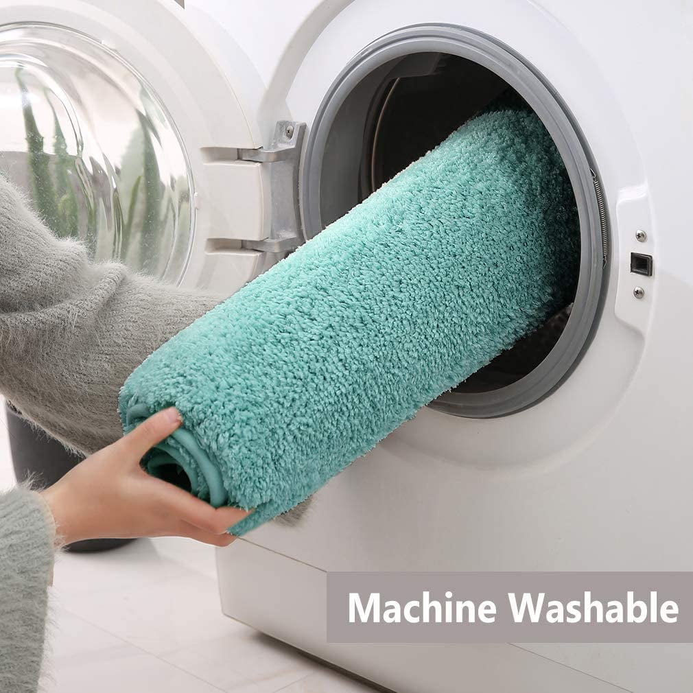 Bathroom Rugs Set 2 Pieces - Bath Rugs Ultra Soft Absorbent Non-Slip Fluffy Thick Microfiber Cozy Bath Mats Set for Tub Shower Bathroom Floors Accessories, 20"x32" & 16"x24" Set of 2 (Turquoise)