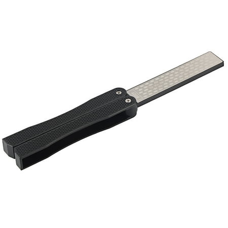 

Double Sided Knife Sharpener Portable Folding Portable AntiSlip Diamond Sharpener(Black )