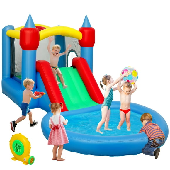 Qaba 4 in 1 Inflatable Bounce House, Bouncy Castle with Blower