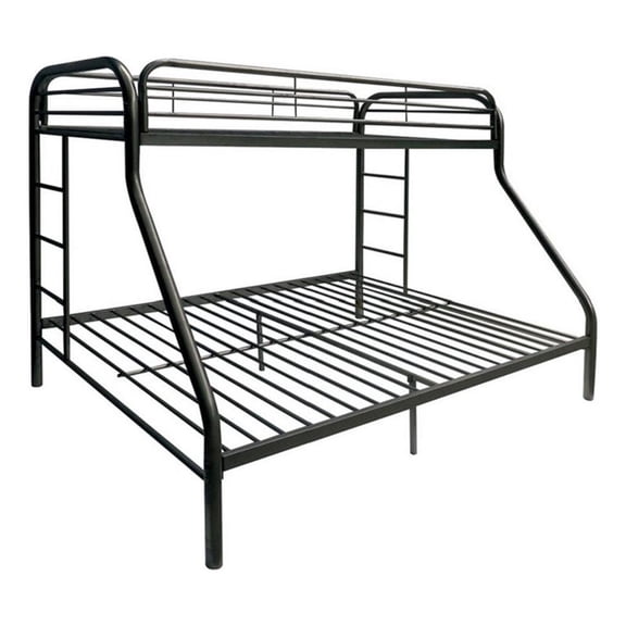 Pemberly Row Twin over Full Metal Bunk Bed with Side Ladders in Black