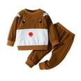 thumbnail image 2 of Godderr Toddler Baby Girls Boys Christmas Pullover Sweatsuit Set, 2PCS Fleece Elk Outfits Sweatshirt Pants Outfits Set Cartoon Pullover Workout Clothes for Winter Autumn, 2 of 7