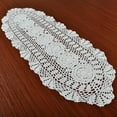 thumbnail image 3 of Gerich Vintage Crocheted Lace Table Runner Cotton Floral Tablecloth Oval 11.81x31.50inch White, 3 of 11