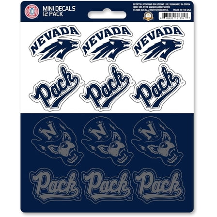 University of Nevada Wolfpack 12-Piece Mini Decal Sticker Set, 5x6 Inch Sheet, Gift for football fans for any hard surfaces around home, automotive, personal items