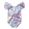 thumbnail image 4 of MIASHUI Maillot de Bain Fille Sirène une Pièce avec Nœud, Violet, 3-4 Ans, 4 of 9
