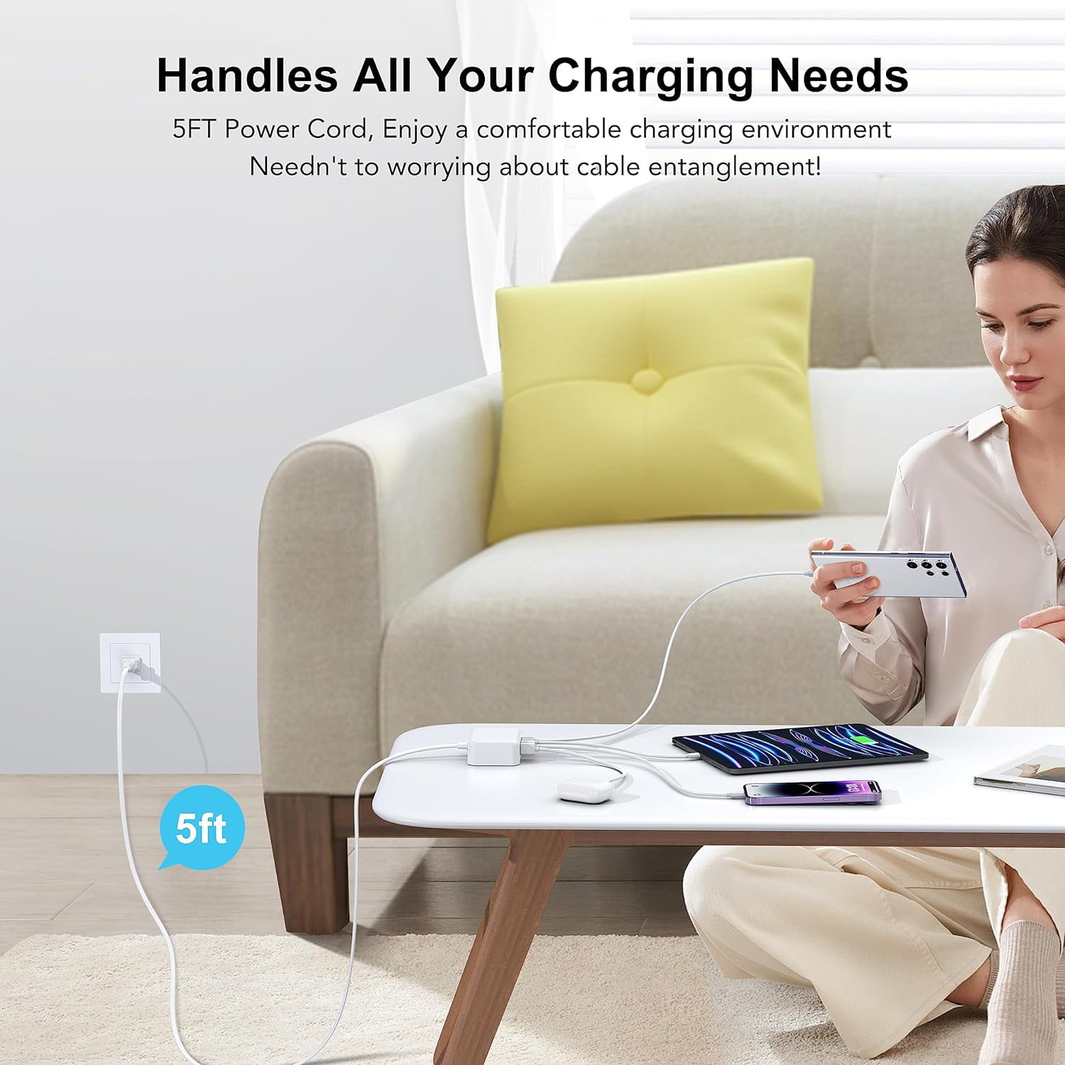 TAOHAI 100W GaN Charging Station 6 Port  USB C Fast Charger for , iPhone,Tablets, Smartwatches, Earphones