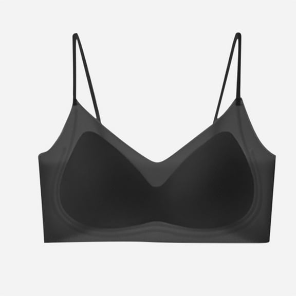 HongQid Mesh Bras for Women with Spaghetti Adjustable Straps No Underwire Seamless Soft Everyday Thin Bralettes Black S