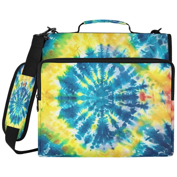 ALAZA Zipper Binder Blue Tie Dye Pattern 2 inch 3 Ring 500 Sheet Capacity Trapper Keeper File Folder Organizer Bag