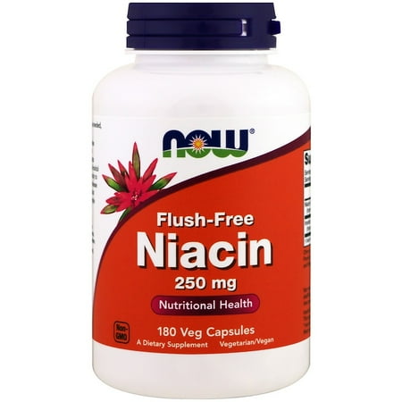 Now Foods, Flush-Free Niacin, 250 mg, 180 Veg Capsules(pack of 12)