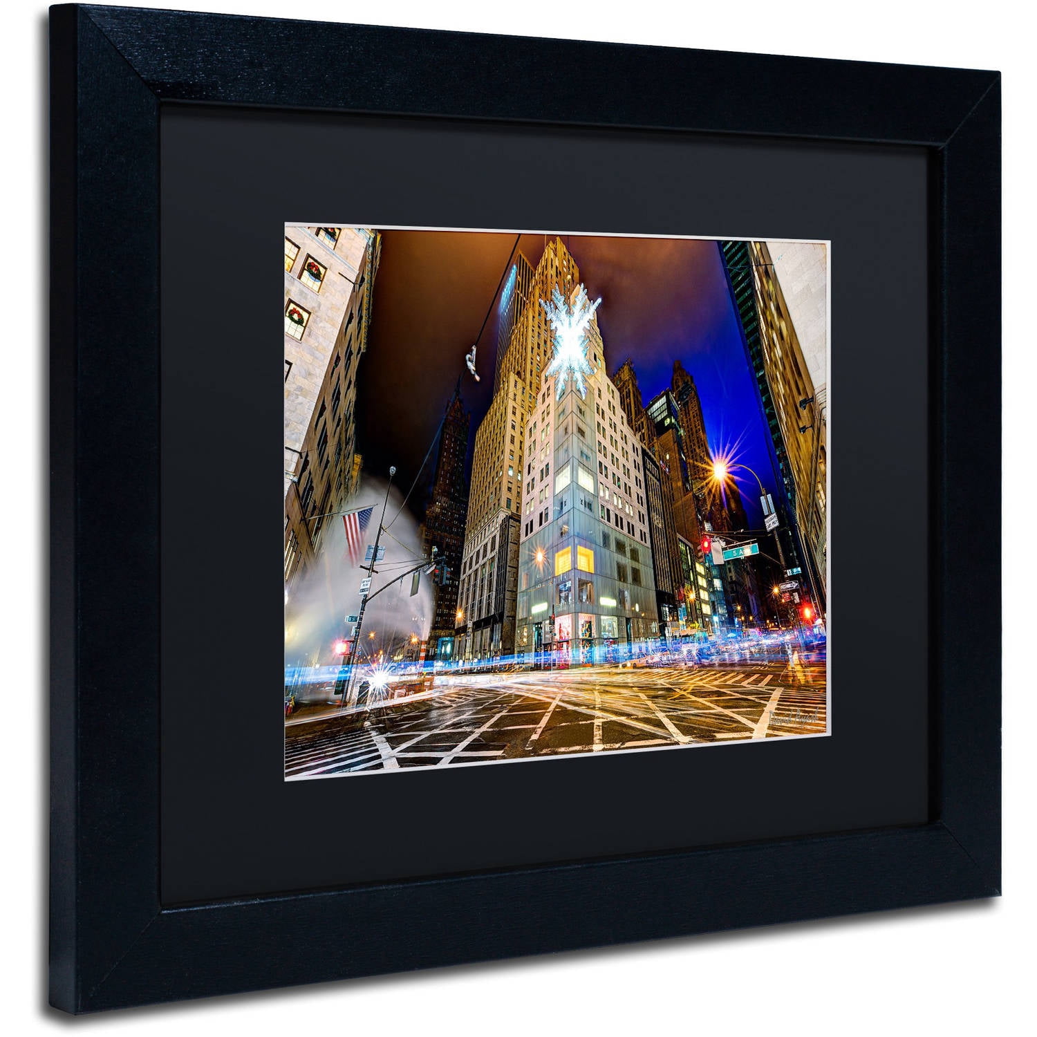 Trademark Fine Art "Christmas in New York" Canvas Art by David Ayash Black Matte, Black Frame