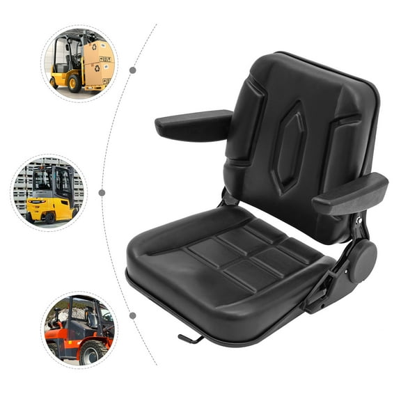 Miumaeov Universal Tractor Seat Driver Side Forklift Seat with Armrest & Backrest Adjustable Black