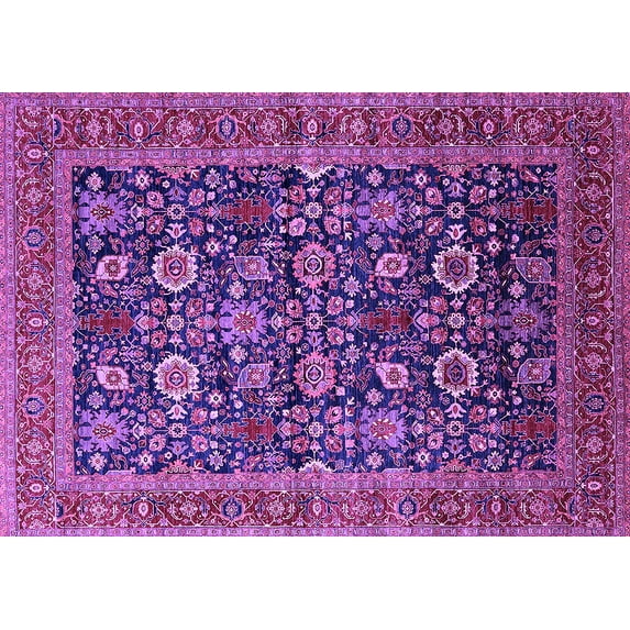 Ahgly Company Indoor Rectangle Oriental Purple Traditional Area Rugs, 2' x 4'