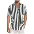thumbnail image 5 of QBGSAY Mens Shirts Summer Beach Casual Yarn Dyed Striped Lapel Short Sleeved Shirt Classic And Comfortable Top, 5 of 7