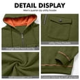 thumbnail image 6 of Hearthz Quarter Zip Flannel Hoodie for Men Cargo Men's Sweatshirts and Hoodies Fall Winter Warm Mens Fleece Sweatshirt with Pocket Green XL, 6 of 8