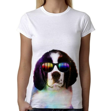 - Galaxy Rave Saint Bernard Tee B682 Junior's White T-Shirt X-Large