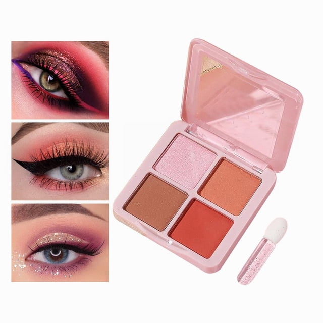 Baycosin Color Super Fire 4 Color Eye Shadow Plate Flash Powder Pearl Waterproof Flash Beads Small Plate Portable Sponge Eye Shadow Brush
