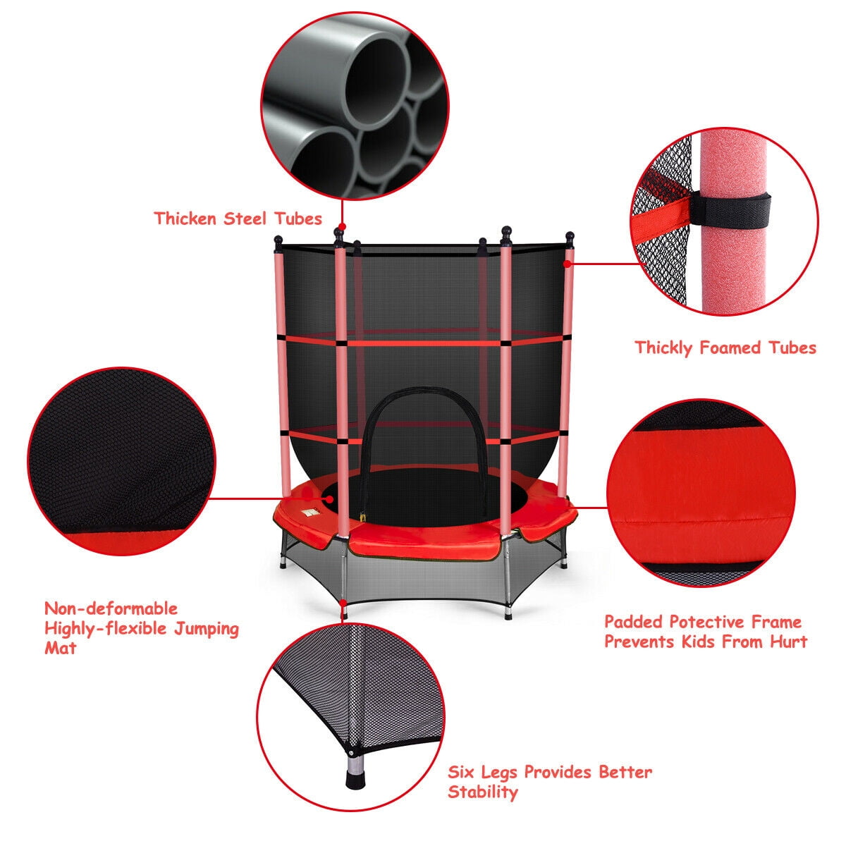 Gymax Kids Youth Jumping Round Trampoline Exercise W/ Safety Pad