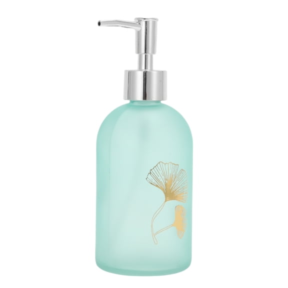 Unique Bargains 1 Pc Cylinder Ginko Soap Dispenser 13.53oz Blue Silver Tone