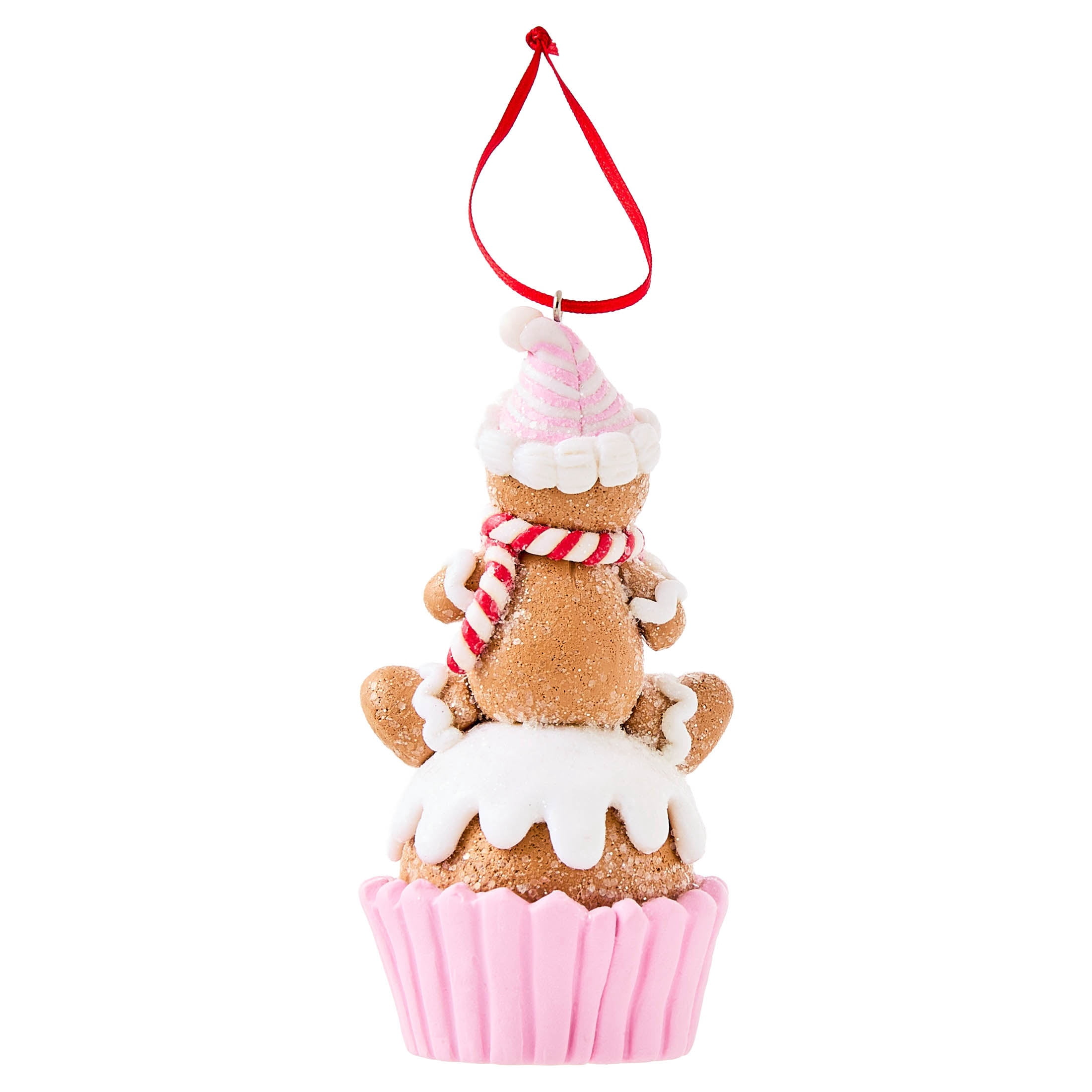 Multicolor Pastel Clay Dough Gingerbread Man Cupcake Christmas Ornament, 4.5", by Holiday Time