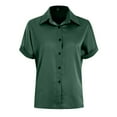 thumbnail image 4 of GEWSEY Womens Button Down Shirts Stretch Free Formal Short Sleeve Dress Shirt Summer Work Blouses Business Casual Tops Army Green, L, 4 of 5