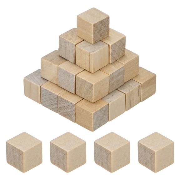 Uxcell 100-Pack DIY Wooden Cube, 1cm Square Colored Natural Wood Blocks, Natural Tone