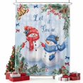 thumbnail image 2 of Blue Christmas Shower Curtain, Xmas Snowman Tree Snowflake Pine Cones Waterproof Fabric Shower Curtains with 12 Hooks, Bathroom Curtain Set for Bathroom Accessories Decor, 36 x 78 Inches, 2 of 9