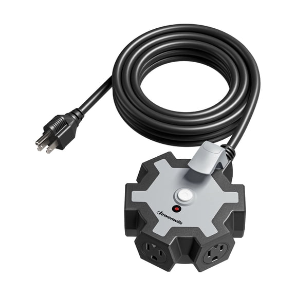 DEWENWILS Heavy Duty 5-Outlet Power Strip, 15FT Extension Cord, outlet extender, Grey