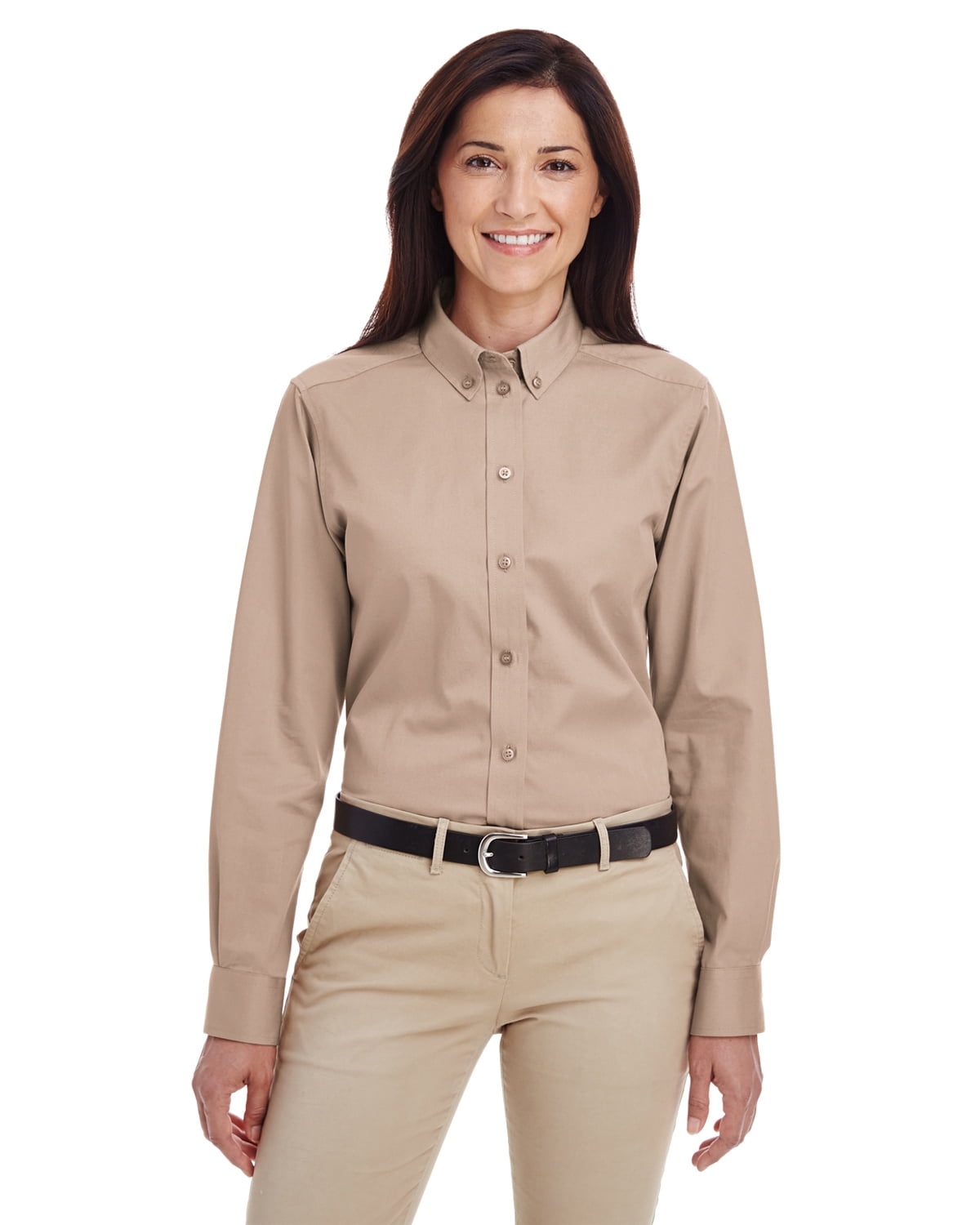 Harriton Foundation 100% Cotton Long-Sleeve Twill Shirt with Teflon M581W 