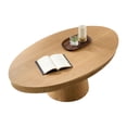 thumbnail image 5 of Hassch Oval Coffee Table, Modern Center Table with Wood Veneer Top and Sturdy Pedestal, 47.24"L x 26.77"W x 15.75"H, Natural Finish, 5 of 7