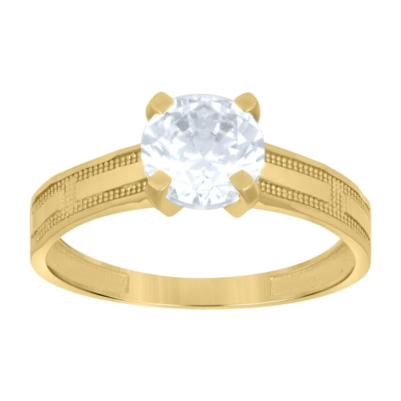 10kt 10k Yellow Gold Womens Cubic-Zirconia Bridal Engagement Ring