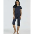 thumbnail image 2 of Real Essentials 2 Pack: Women's Cotton Pajamas Short Sleeve Tops and Capri Pants Pajama Sets with Pockets (Available In Plus), 2 of 6