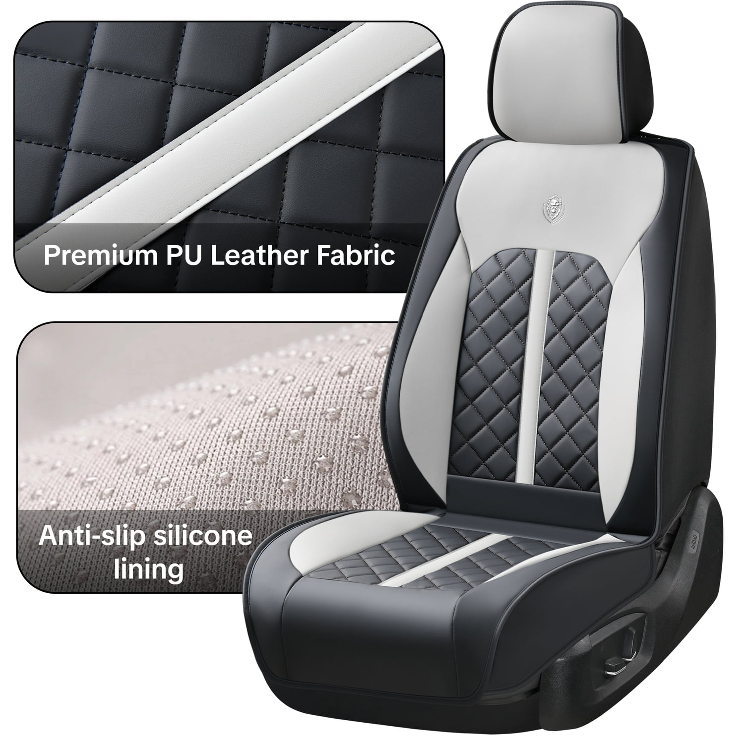 Car Seat Cover for Jeep Wrangler JK Unlimited Sahara 2018, Waterproof Faux Leather 5 Seats Full Set Wear Resistance Protect and Upgrade Seats, Black and Gray Car Seat Covers, Protect Car Seats