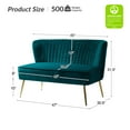 thumbnail image 5 of Tina's Home Velvet Upholstered Loveseat Sofa with Gold Metal Legs, Living Room Chair Tufted Back Home Bedroom Teal, 5 of 9