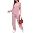 thumbnail image 4 of UVN Pajama Sets for Women Waffle Knit Lounge Sets Long Sleeve Henley Shirts and Long Pants Sleepwear 2 Piece Pjs Soft Comfy Loungewear with Pockets, 4 of 12