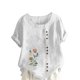 thumbnail image 5 of Túnica de Manga Corta Tops para las Mujeres Océano Pescado Impreso Blusa, Ropa Casual Ver Botón Arriba Camiseta, 5 of 7